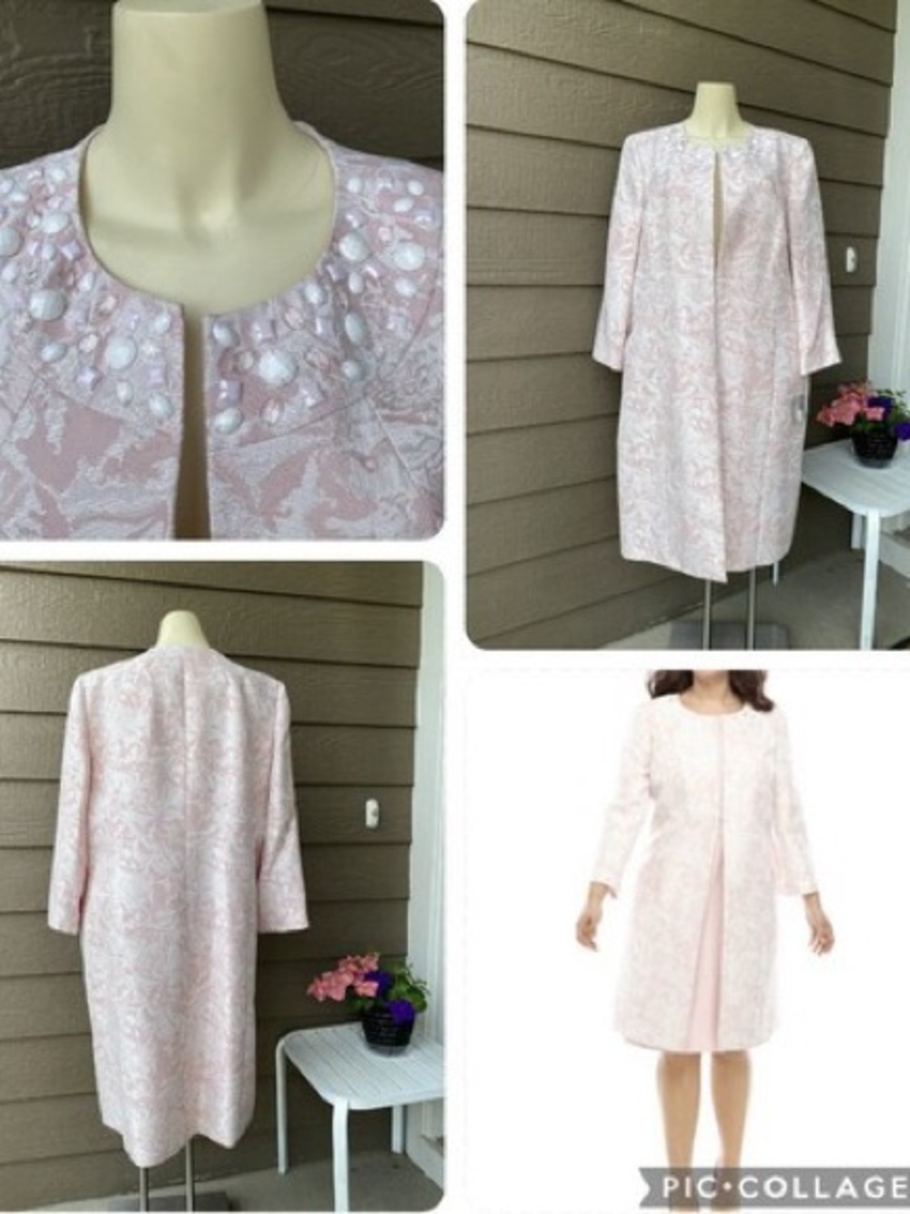 Kasper Women's Evening Coat Blazer Brocade Floral Pattern
Size 14 Beaded Neck - Picture 10 of 12